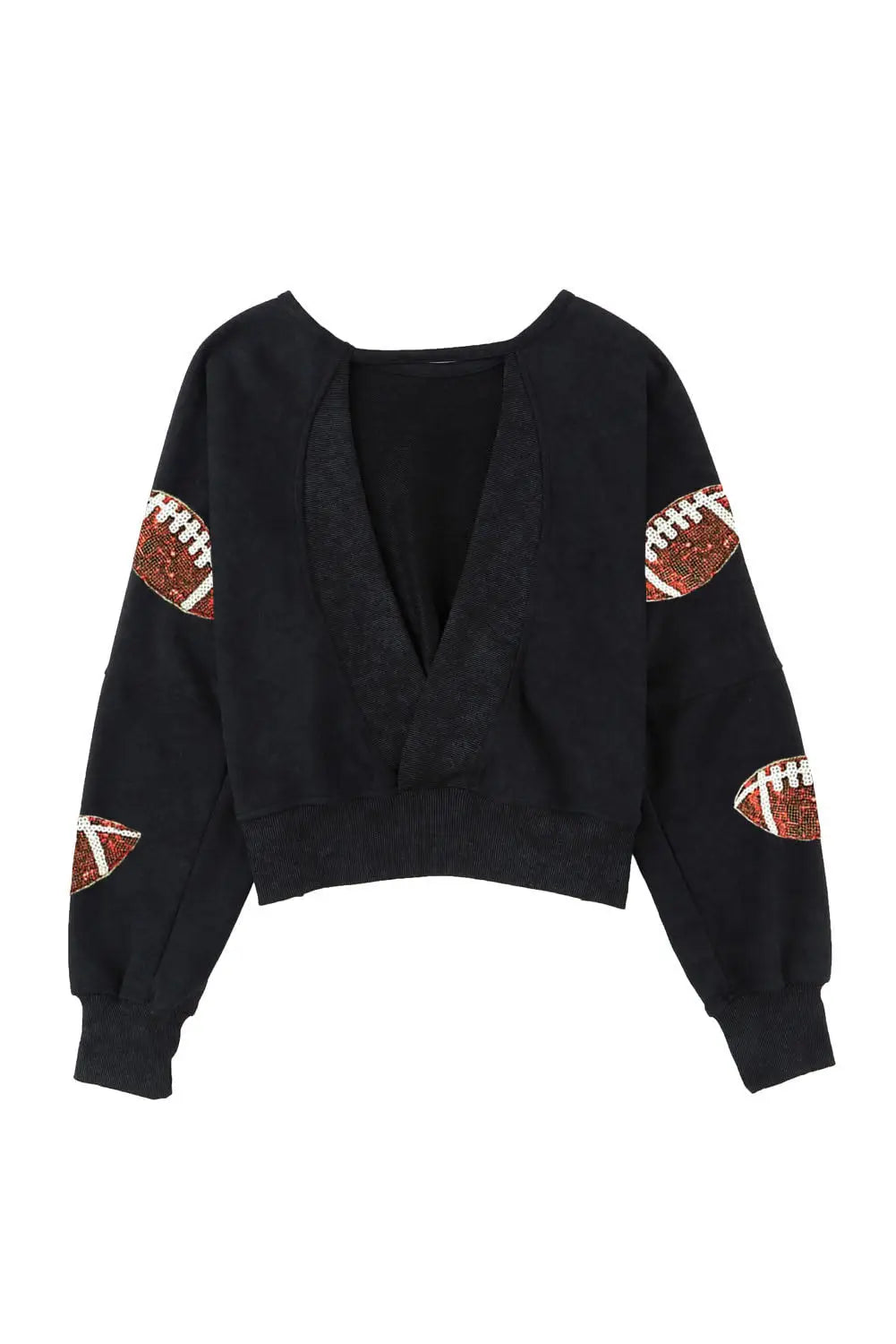 Black Sequined Jack O Lantern Corded Baggy Sweatshirt-17