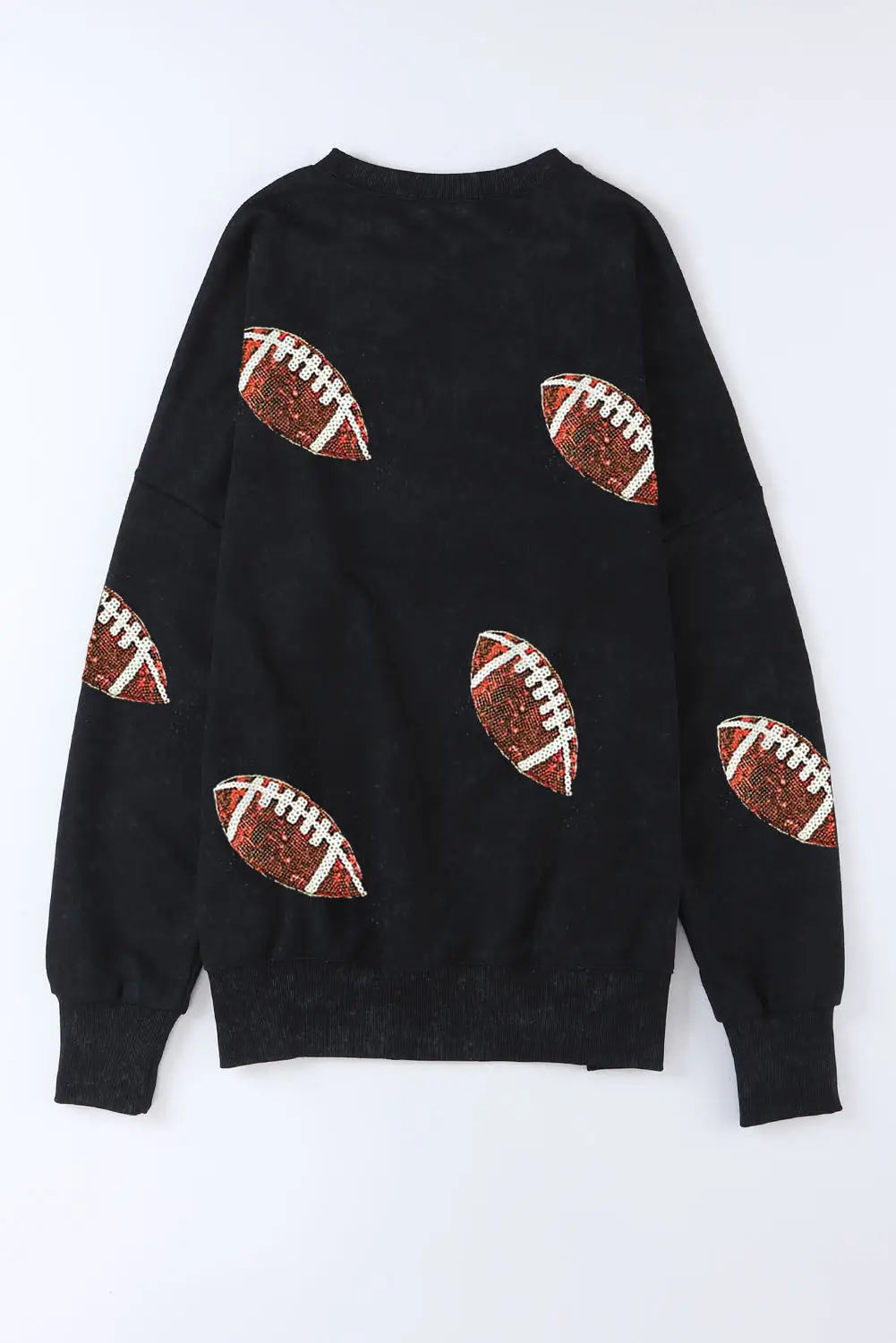 Black Sequined Jack O Lantern Corded Baggy Sweatshirt-23