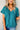 Blue Sapphire Crinkled V Neck Wide Sleeve T-shirt-0