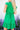 Bright Green Split V Neck Elastic Waist Ruffled Dress-4