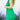 Bright Green Split V Neck Elastic Waist Ruffled Dress-1
