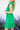 Bright Green Split V Neck Elastic Waist Ruffled Dress-1