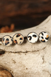 Brown Leopard Studded Earrings-3