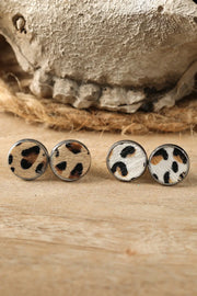 Brown Leopard Studded Earrings-2