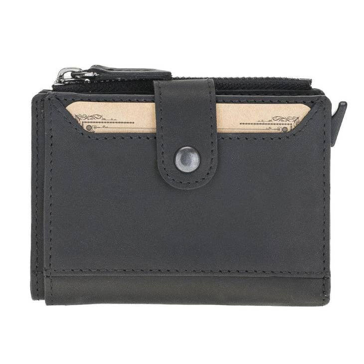 Aaron Leather Zip Mechanical Card Holder Black-3