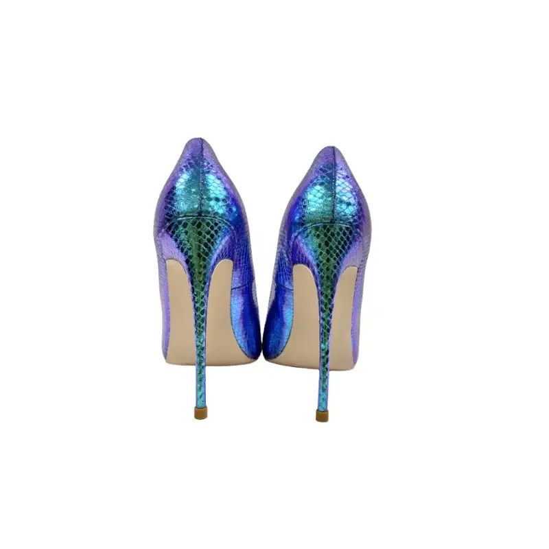 Chameleon Blue Snake Pattern High Heels Stiletto Shoes-7