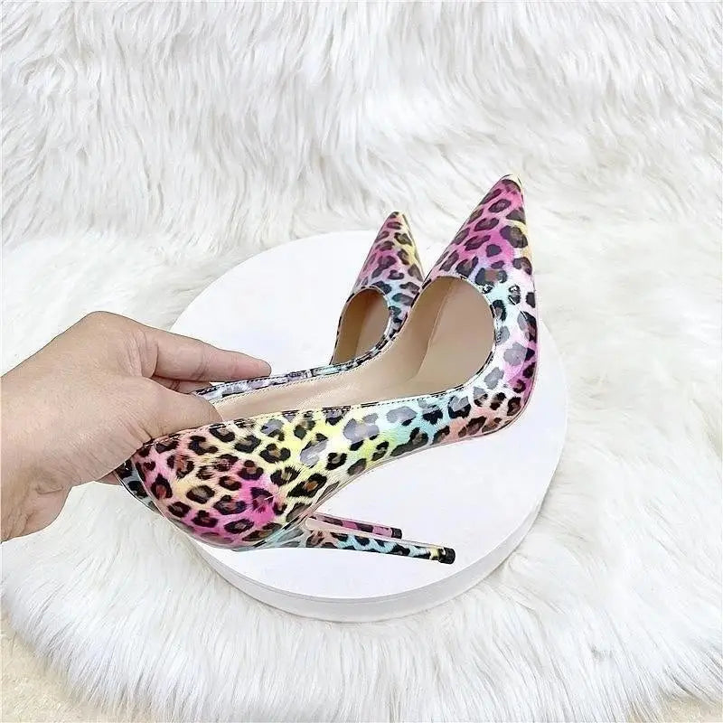 Colorful Leopard Print Stiletto High Heels Shoes-5