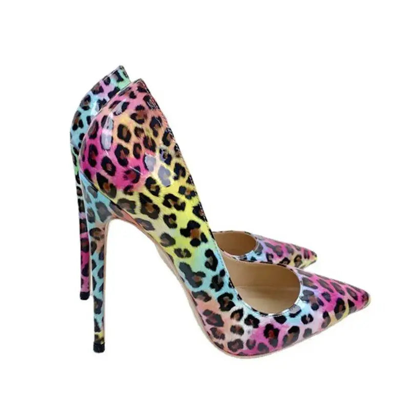 Colorful Leopard Print Stiletto High Heels Shoes-0