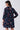 Navy Multicolor Floral Print Long Sleeve Pleated Front V-Neck Loose Mini Dress-2