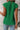 Dark Green Wavy Textured Mock Neck Cap Sleeve Top-1