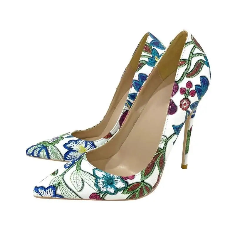 Embroidery Graffiti Party Shoes Stiletto High Heels-2