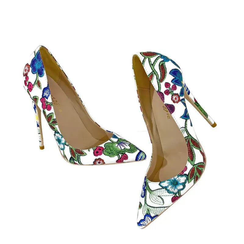 Embroidery Graffiti Party Shoes Stiletto High Heels-1