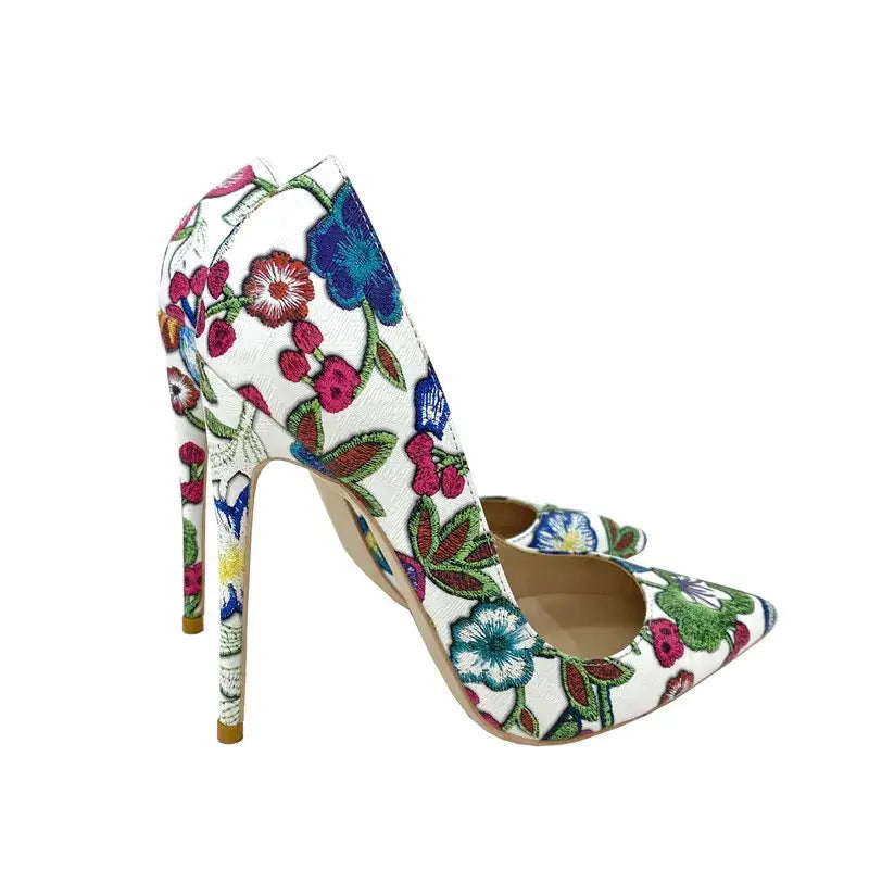 Embroidery Graffiti Party Shoes Stiletto High Heels-0