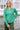Green Trimmed Neckline Waffle Knit Henley Top-0
