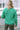 Green Trimmed Neckline Waffle Knit Henley Top-1