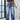 Floral Printed Wide Leg Pants Women's Jeans