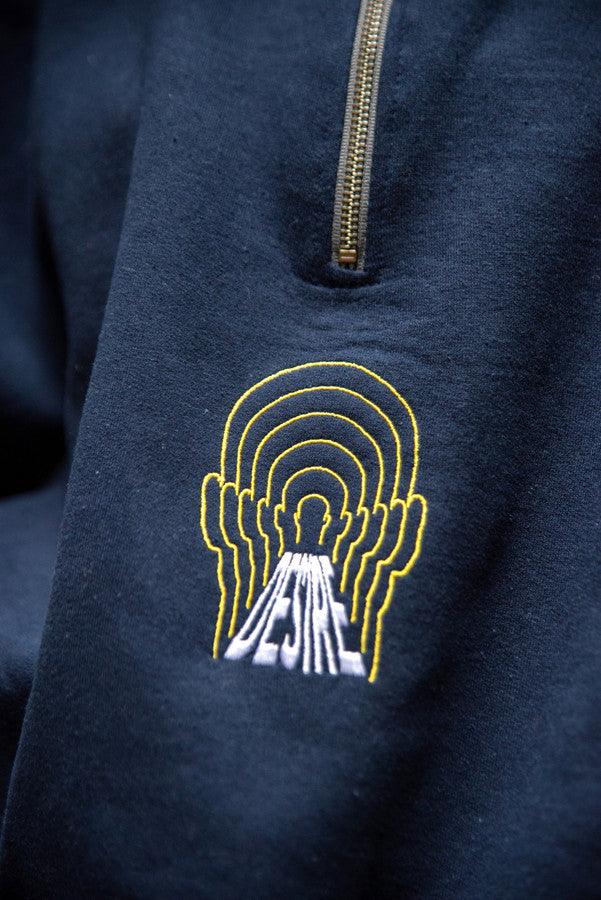 1-4 Zip Sweatshirt In Navy With Desire Embroidery-2