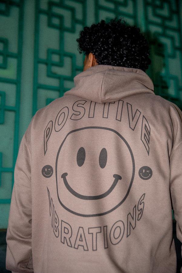 Heavyweight Hoodie in Mocha with 90s Rave Smiley Print-0