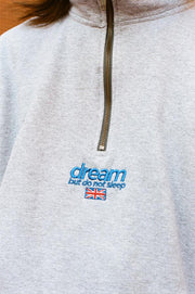 1-4 Zip Sweatshirt In Grey With Blue Embroidered Logo-3
