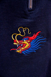 1-4 Zip Sweatshirt in Black With Chinese Dragon Embroidery-3
