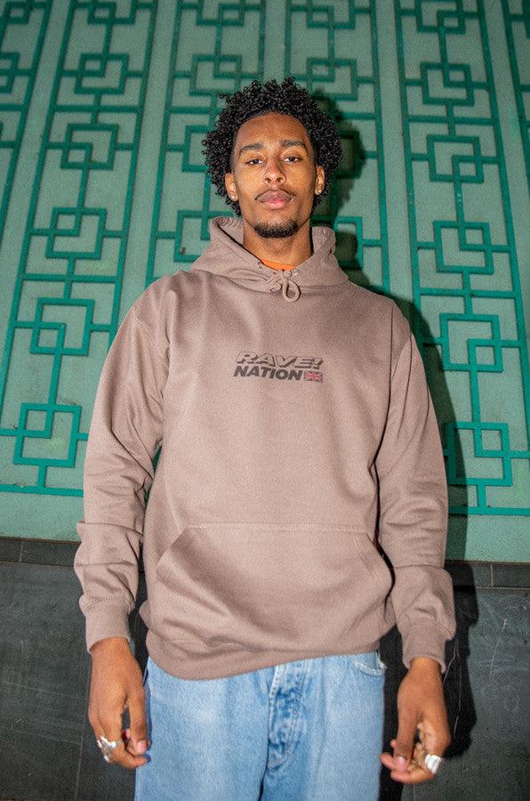 Heavyweight Hoodie in Mocha with 90s Rave Smiley Print-4