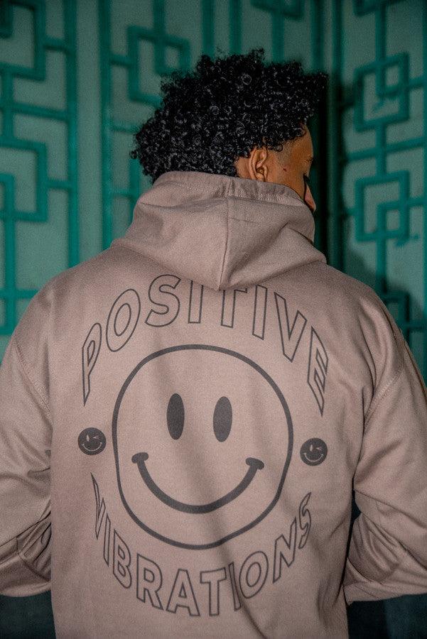 Heavyweight Hoodie in Mocha with 90s Rave Smiley Print-2