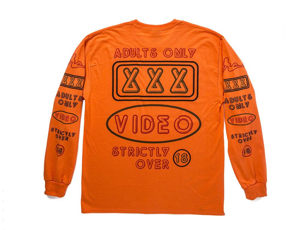 Adults Only' Design On Orange Long Sleeved T-shirt-6