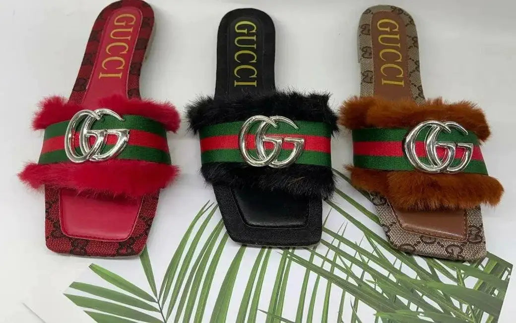 Gucci Design Fur Slide Sandals