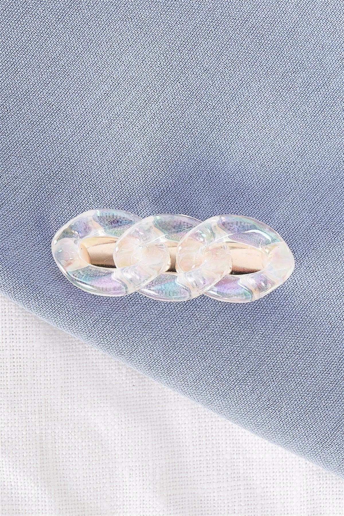 3pcs Clear Iridescent Chain Link Alligator Hair Clip-0