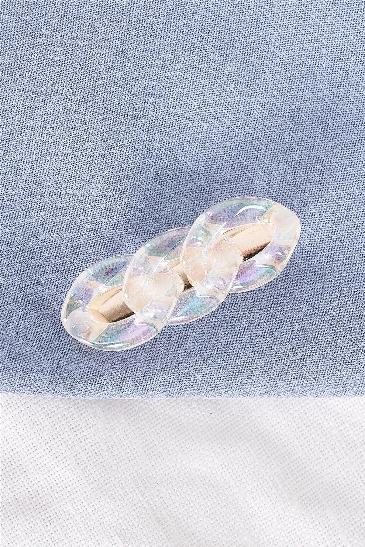 3pcs Clear Iridescent Chain Link Alligator Hair Clip-2