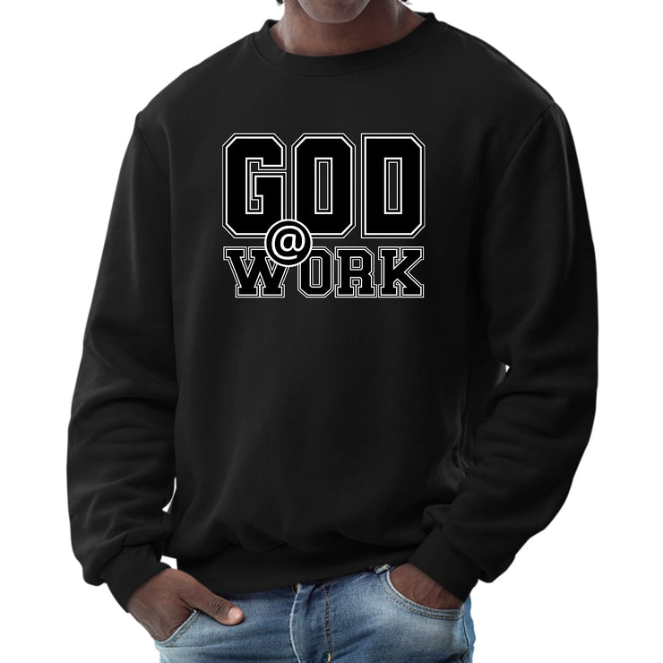 Mens Graphic Sweatshirt, God @ Work Print-4