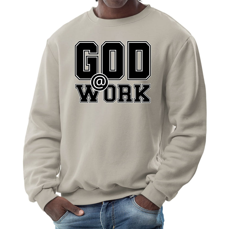 Mens Graphic Sweatshirt, God @ Work Print-7