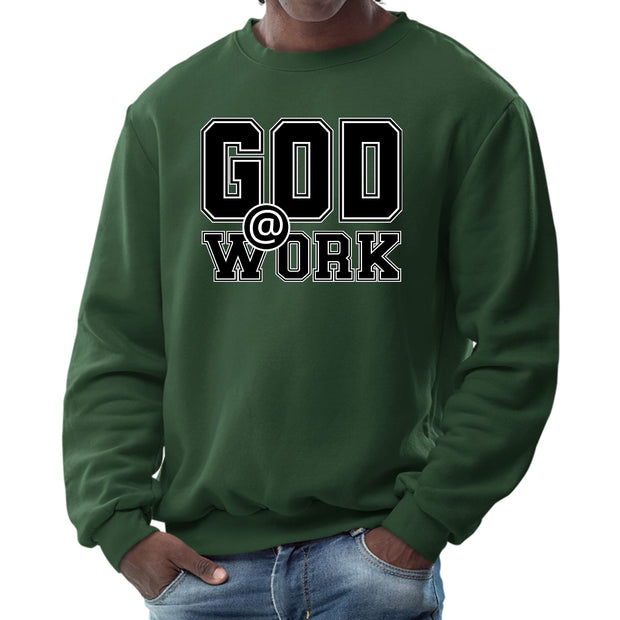 Mens Graphic Sweatshirt, God @ Work Print-6