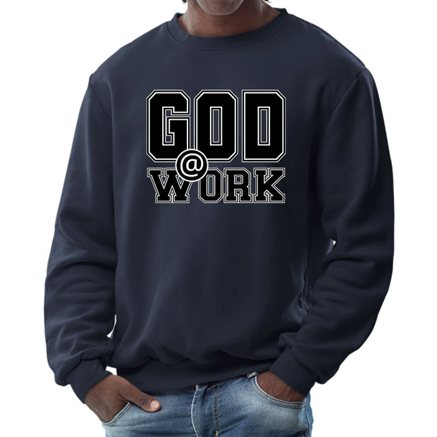 Mens Graphic Sweatshirt, God @ Work Print-5