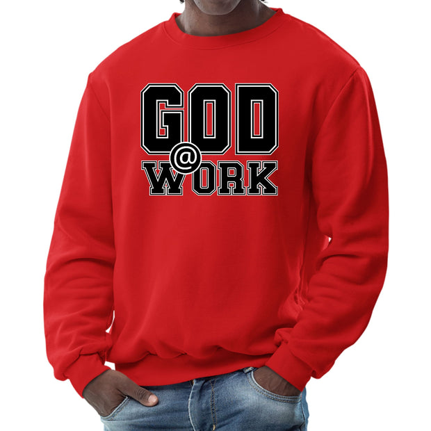 Mens Graphic Sweatshirt, God @ Work Print-1