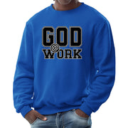 Mens Graphic Sweatshirt, God @ Work Print-2