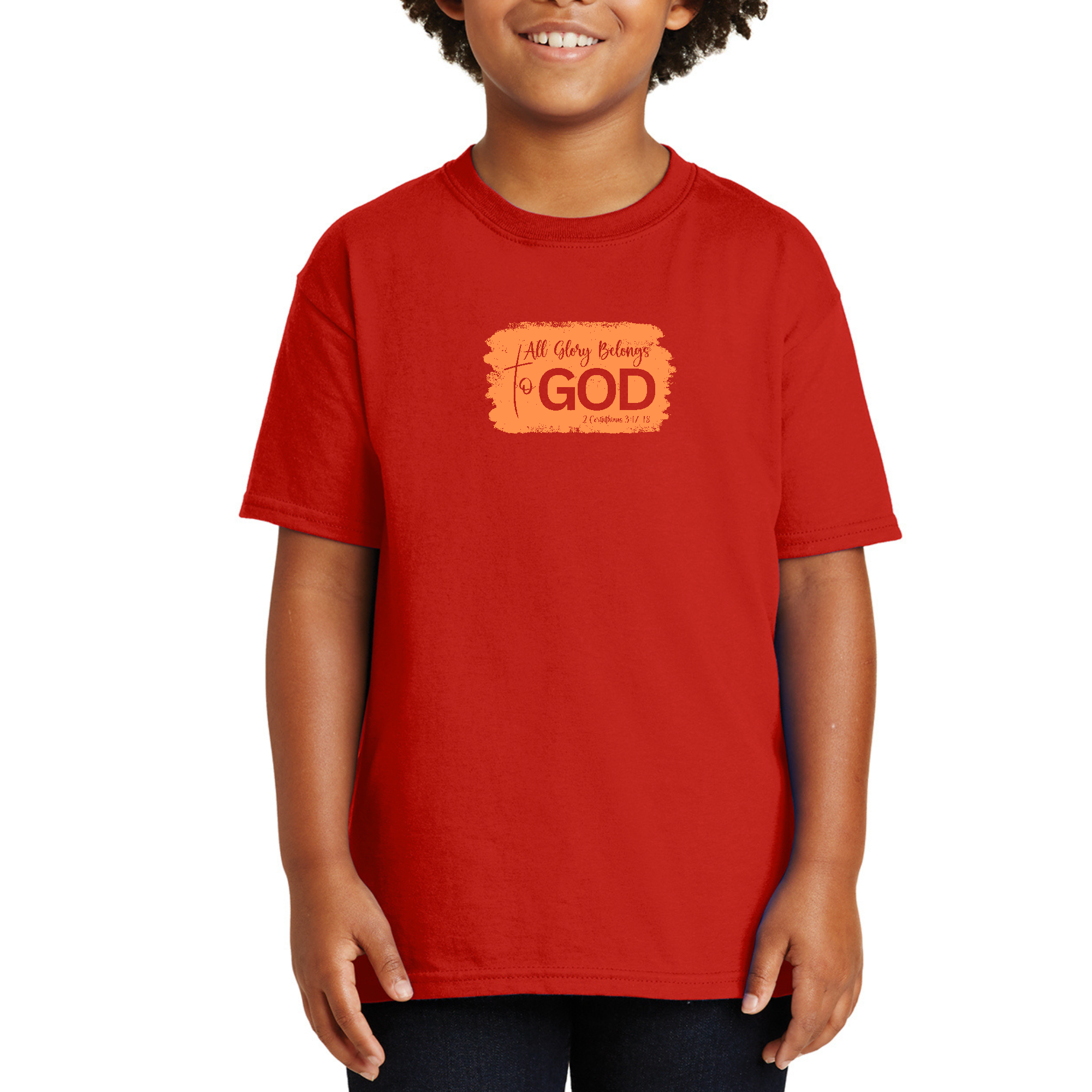 Youth Short Sleeve Graphic T-Shirt, All Glory Belongs To God-1