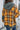 Orange Plaid Patch Hooded Frayed Snap Button Jacket-1