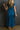 Peacock Blue Short Sleeve Shirred High Waist V Neck Maxi Dress-1