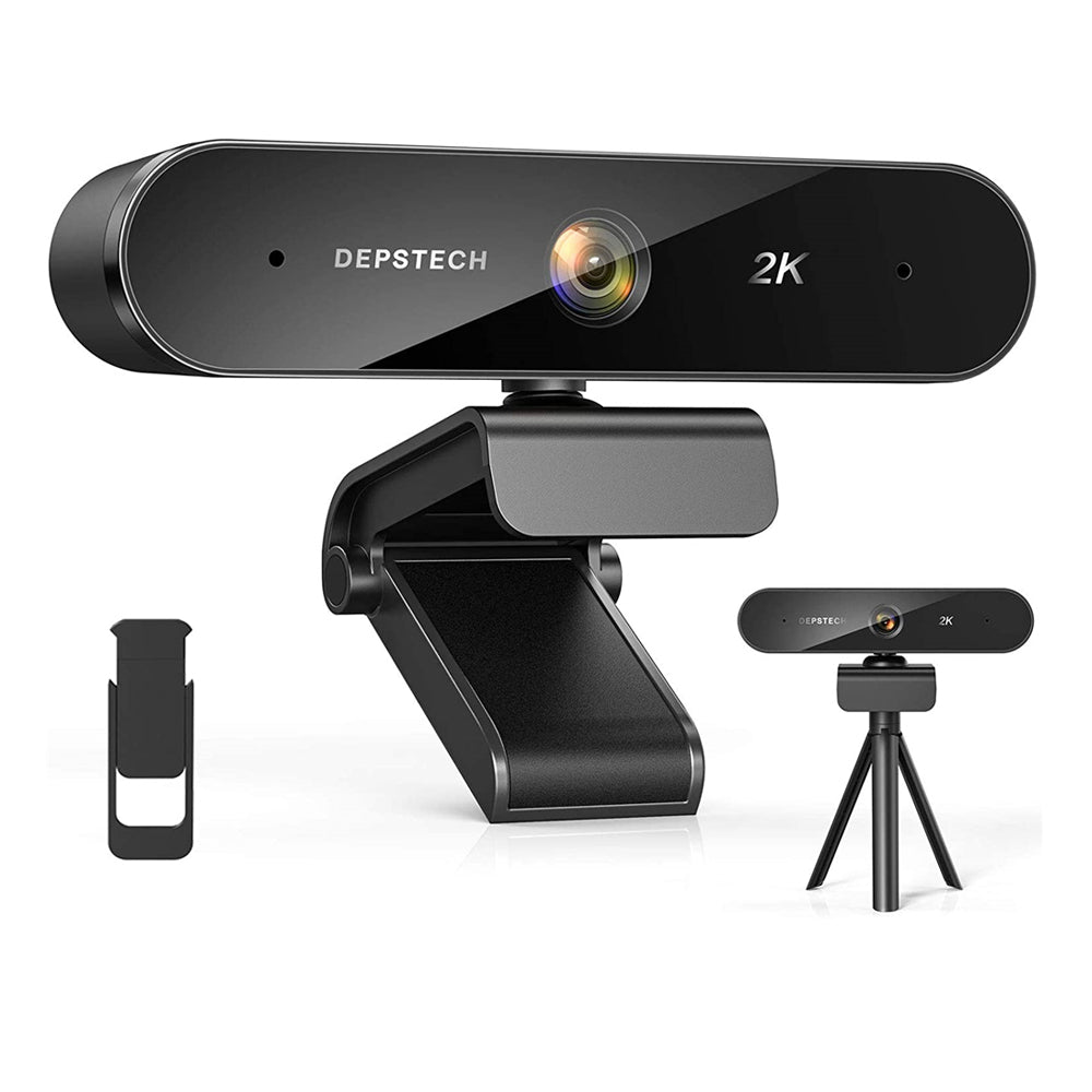 2K Webcam with Dual Microphone Privacy Cover Tripod Stand USB Web Camera for Video Conference Teaching Chat Gaming D08S-4