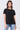 Black Short Sleeve Round Neck Loose Fit Two Side Split T-Short Top-0