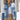 Sky Blue Color Block Denim Patchwork Frayed Hem Jacket-0