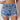 Sky Blue High Rise Crossover Waist Denim Shorts-0