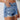 Sky Blue High Rise Crossover Waist Denim Shorts-3