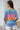 Sky Blue Knitted Eyelet Colorblock Striped Half Sleeves Top-1