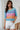 Sky Blue Knitted Eyelet Colorblock Striped Half Sleeves Top-2