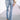 Sky Blue Vertical Striped Ripped Flare Jeans-1