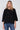 Black Knit Buttoned Front 3/4 Sleeve Hooded Cardigan-0