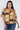 Junior Plus Size Mustard Yellow Plaid Multi Stripe Cinched Sleeve Button Down Top-0