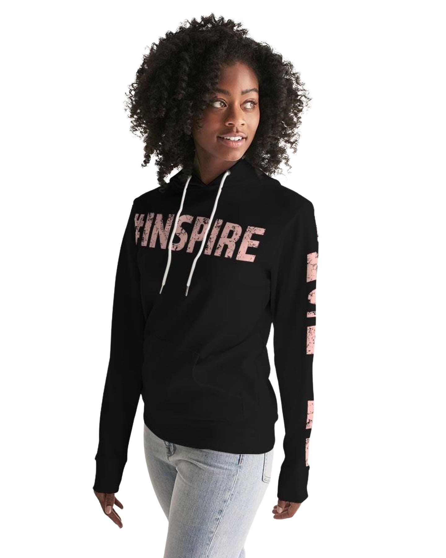 Womens Hoodie - Pullover Hooded Sweatshirt - Pink Graphic / Inspire-3